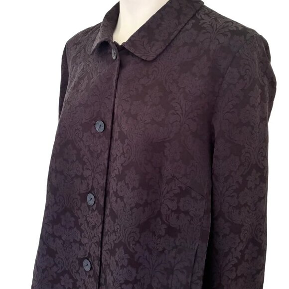 J.JILL Damask Brocade Button Front Jacket in Black SZ 18 - Picture 4 of 11